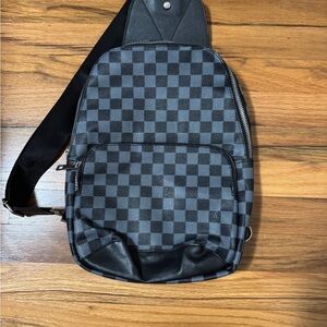 Checkered Black Sling Bag